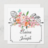 ビクトリアンフローラつるのサインは日付を白に保存 セーブザデート (正面/裏面)