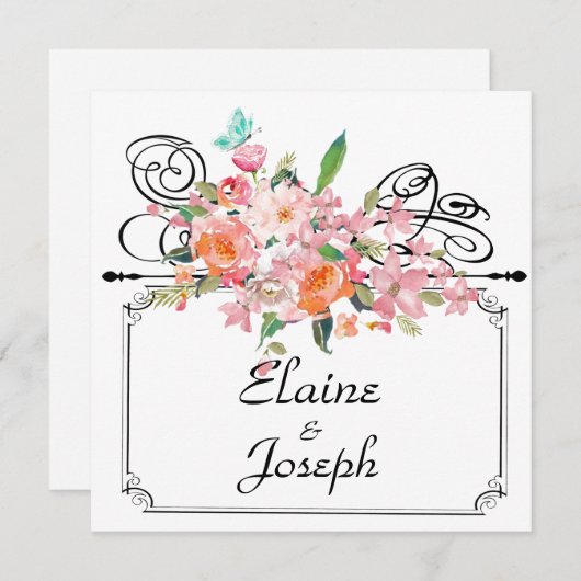 ビクトリアンフローラつるのサインは日付を白に保存 セーブザデート (正面/裏面)