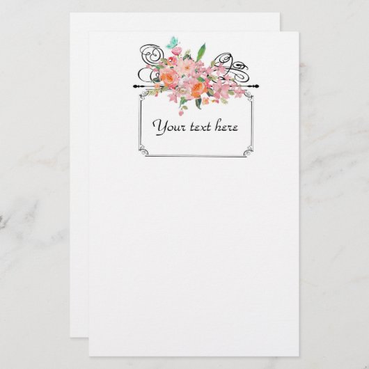 ビクトリアンフローラぶら下がった符号 便箋 (正面/裏面)