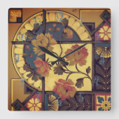 ビクトリアンフローラアーヴィンテージエレガント スクエア壁時計 (正面)