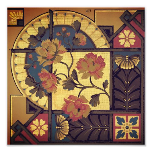 ビクトリアンフローラアーヴィンテージエレガント フォトプリント            (正面)