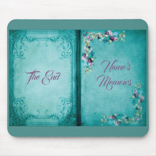 ビクトリアンフローラエレガントバラ公開本ティール（緑がかった色）purpl マウスパッド (正面)