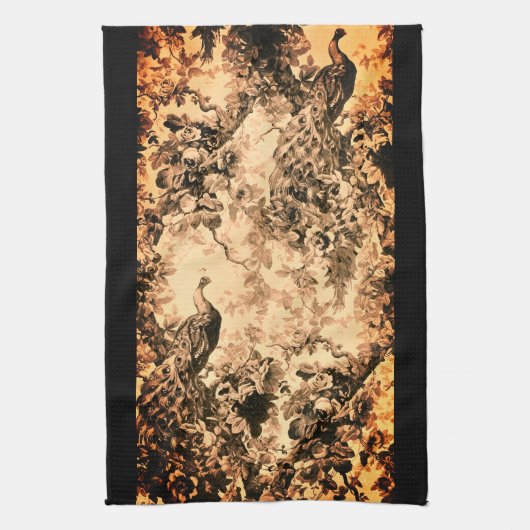 ビクトリアンフローラエレガント模様 キッチンタオル (縦)