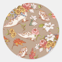 ビクトリアンフローラガーリーシューズかわいらし花 ラウンドシール