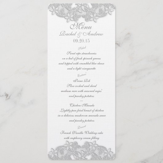 ビクトリアンフローラシルバーグレーメニューカード メニュー (正面)