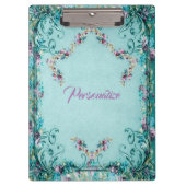 ビクトリアンフローラスエレガントクロールティール（緑がかった色） クリップボード (正面)