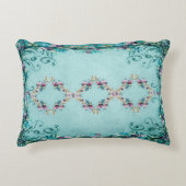 ビクトリアンフローラスエレガントロティール（緑がかった色）ピンク紫 アクセントクッション (正面)