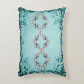 ビクトリアンフローラスエレガントロティール(緑がかった色)ピンク紫 アクセントクッション (正面(垂直))