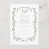 ビクトリアンフローラセージ緑フランスの結婚写真 エンクロージャーカード (正面)