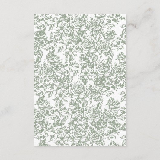 ビクトリアンフローラセージ緑フランスの結婚写真 エンクロージャーカード (裏面)