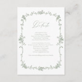 ビクトリアンフローラセージ緑フランスの結婚写真 エンクロージャーカード (正面)