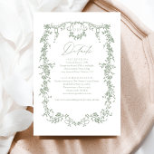 ビクトリアンフローラセージ緑フランスの結婚写真 エンクロージャーカード