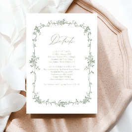 ビクトリアンフローラセージ緑フランスの結婚写真 エンクロージャーカード