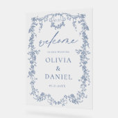 ビクトリアンフローラダスティフランスのブ結婚ルー歓迎 アクリルサイン (傾斜)