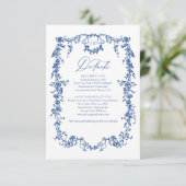 ビクトリアンフローラネイビーフランスのル結婚ズ エンクロージャーカード (スタンド正面)