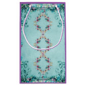 ビクトリアンフローラバラスクロールエレガントティール(緑がかった色)紫 スモールペーパーバッグ (裏面)