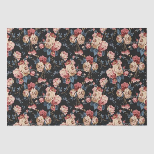ビクトリアンフローラバラパターンティッシュペーパー 薄葉紙 (正面)
