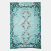 ビクトリアンフローラバラ花巻物エレガント キッチンタオル (縦)