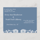 ビクトリアンフローラフランスのブルーダマスク日付の保存 案内ポストカード (裏面)