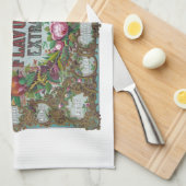 ビクトリアンフローラフルーツベーキングヴィンテージキッチン キッチンタオル (四つ折り)
