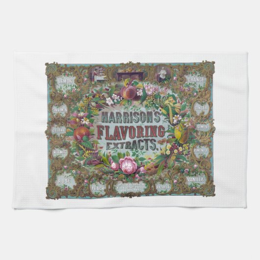 ビクトリアンフローラフルーツベーキングヴィンテージキッチン キッチンタオル (横)