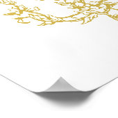 ビクトリアンフローラフレーム金ゴールド結婚の歓迎 ポスター (角)