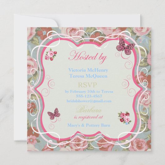 ビクトリアンフローラベビーシャワー招待状 招待状 (裏面)