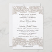 ビクトリアンフローラレースのトープと白 招待状 (正面)