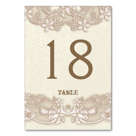ビクトリアンフローラレースデザインテーブルカード テーブルナンバー (正面)