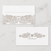 ビクトリアンフローラレースデザインホワイト プレイスカード (正面/裏面)