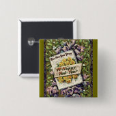 ビクトリアンフローラヴィンテージハッピー新年ピンボタン 缶バッジ (正面&裏面)