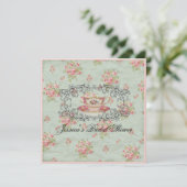 ビクトリアンフローラヴィンテージブライダルシャワー茶パーティー 招待状 (スタンド正面)