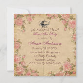 ビクトリアンフローラヴィンテージブライダルシャワー茶パーティー 招待状 (裏面)