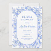 ビクトリアンフローラ何か青いブライダルシャワー 招待状 (正面)