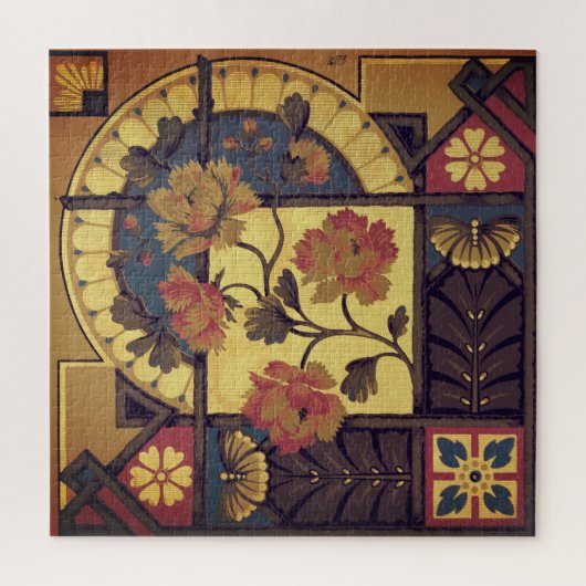 ビクトリアンフローラ工芸ヴィンテージ壁紙 ジグソーパズル (縦)