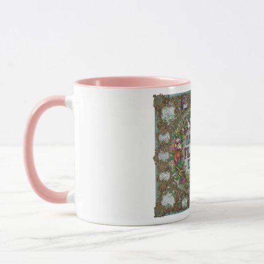 ビクトリアンフローラ果実ベーキングヴィンテージ表 マグカップ (左)