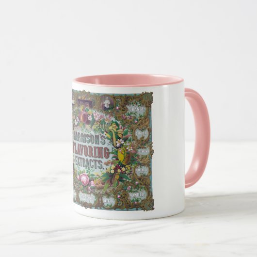 ビクトリアンフローラ果実ベーキングヴィンテージ表 マグカップ (正面右)