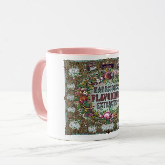 ビクトリアンフローラ果実ベーキングヴィンテージ表 マグカップ (正面左)