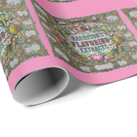 ビクトリアンフローラ果実ベーキング抽出ヴィンテージ ラッピングペーパー (ロールコーナー)