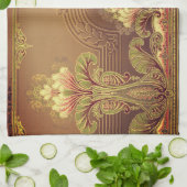 ビクトリアンフローラ焼エレガント花アールヌーボー キッチンタオル (折り畳み)