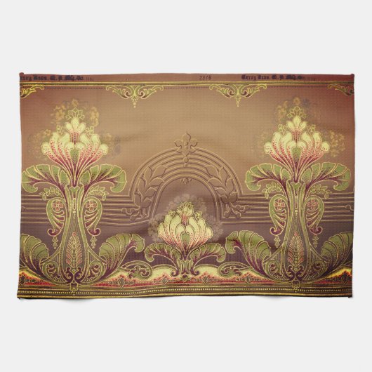 ビクトリアンフローラ焼エレガント花アールヌーボー キッチンタオル (横)