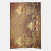 ビクトリアンフローラ焼エレガント花アールヌーボー キッチンタオル (縦)