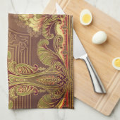 ビクトリアンフローラ焼エレガント花アールヌーボー キッチンタオル (四つ折り)