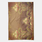 ビクトリアンフローラ焼エレガント花アールヌーボー キッチンタオル (縦)