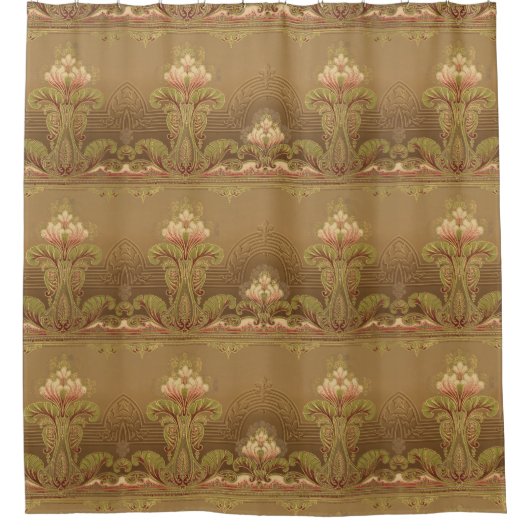 ビクトリアンフローラ焼エレガント花アールヌーボー シャワーカーテン (正面)