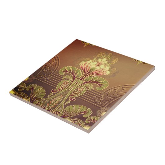 ビクトリアンフローラ焼エレガント花アールヌーボー タイル (側面)