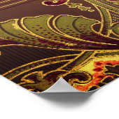 ビクトリアンフローラ焼エレガント花アールヌーボー ポスター (角)