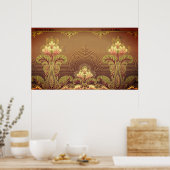 ビクトリアンフローラ焼エレガント花アールヌーボー ポスター (キッチン)