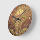 ビクトリアンフローラ焼エレガント花アールヌーボー ラウンド壁時計 (傾斜)