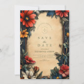 ビクトリアンフローラ結婚アールヌーボー セーブザデート (正面)